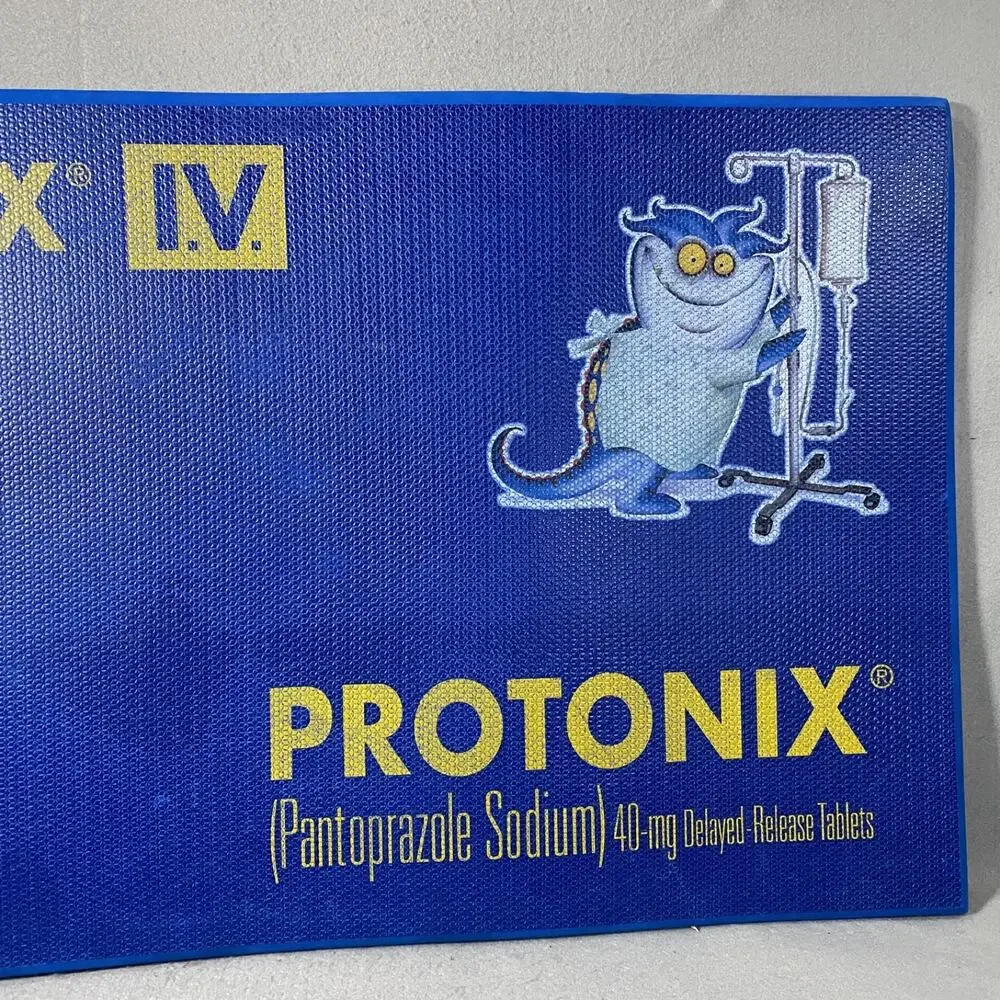 Vintage Protonix Pharmaceutical Drug Rep Blue Foam Floor Mat Pad 22 x 39